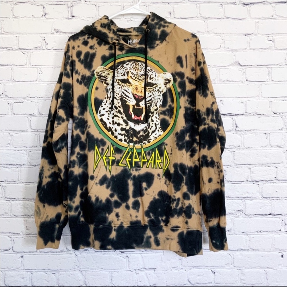 New Def Leopard Cheetah Tie Dye Hoodie Size Medium